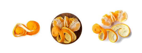 Cáscara Naranja Seca Aislada Sobre Fondo Blanco Zest Fotografiado Con —  Fotos de Stock
