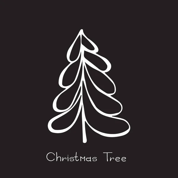 Hand Drawn Christmas Tree Icon Black Chalkboard Background Xmas Tree — Stock Vector