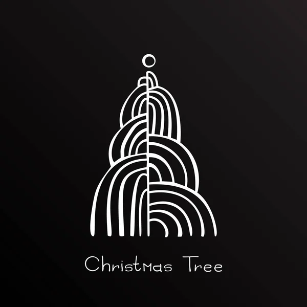 손으로 크리스마스 아이콘은 배경에 있습니다 Xmas Tree Doodle Sketicon New — 스톡 벡터