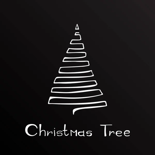 Hand Drawn Christmas Tree Icon Black Chalkboard Background Xmas Tree — Stock Vector