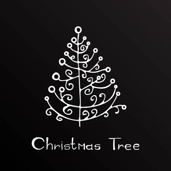 Handgezeichnetes Weihnachtsbaum Symbol Auf Schwarzem Tafelhintergrund Weihnachtsbaum Doodle Sketch Ikone — Stockvektor