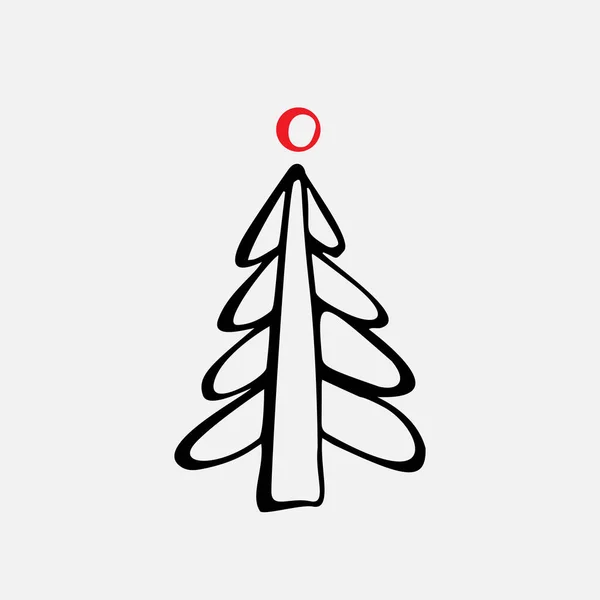 Icono Árbol Navidad Dibujado Mano Sobre Fondo Gris Árbol Navidad — Archivo Imágenes Vectoriales