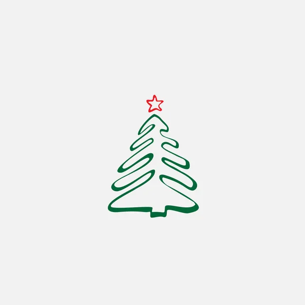 Ręcznie Rysowana Ikona Choinki Szarym Tle Boże Narodzenie Drzewo Bazgroły — Wektor stockowy