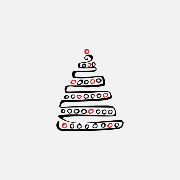Hand Drawn Christmas Tree Icon Grey Background Xmas Tree Doodle — Stock Vector