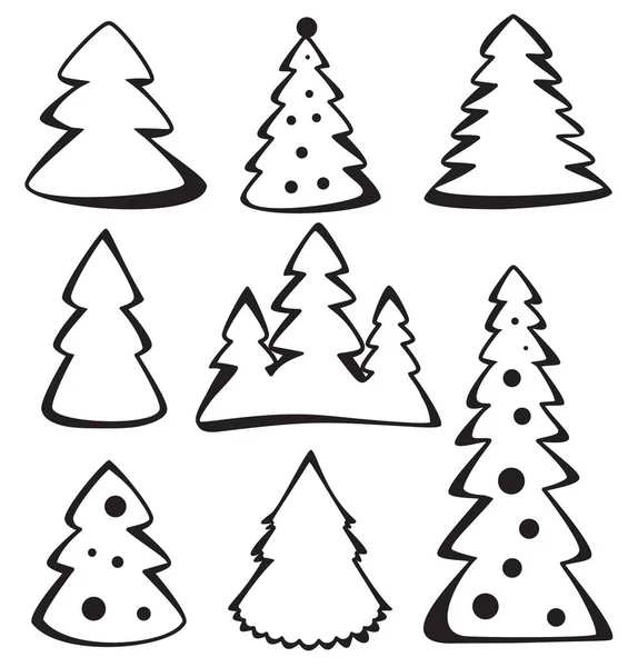 Χειροποίητο Εικονίδιο Χριστουγεννιάτικου Δέντρου Απομονωμένο Λευκό Φόντο Χριστουγεννιάτικο Δέντρο Doodle — Διανυσματικό Αρχείο