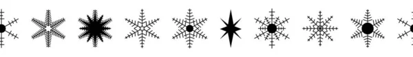 Christmas Snowflake Border Isolated White Background Snow Flake Symbols Divider — Stock Vector