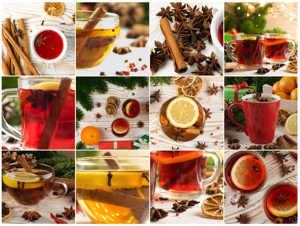 Mulled Wine Spices Food Collage Various Christmas Glogg Collection Different — Stock Photo, Image