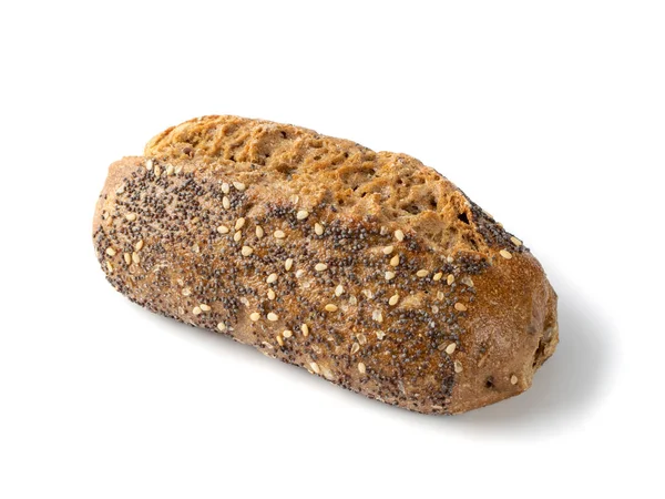Zelfgemaakt Graanbrood Geïsoleerd Witte Achtergrond Geheel Brood Van Rustiek Biologisch — Stockfoto
