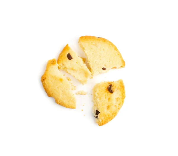 Összetört Csokis Keksz Darabok Törött Vaj Cookie Harapások Étcsokoládé Chips — Stock Fotó