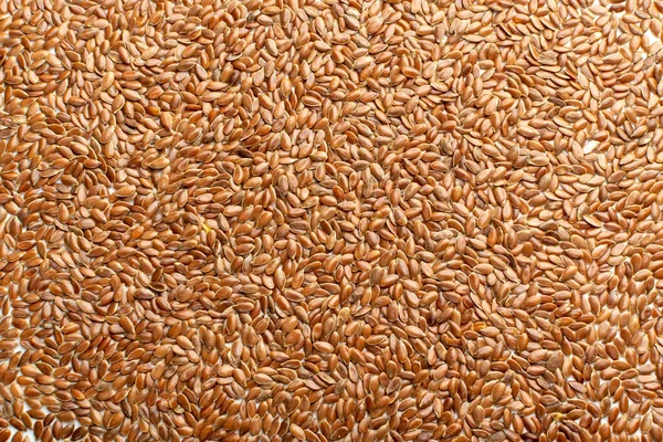 Dry Raw Unpeeled Flax Seeds Texture Background Top View 요리되지 — 스톡 사진
