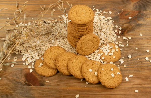 Galletas Avena Delgadas Galletas Avena Cereales Saludables Primer Plano Galleta — Foto de Stock