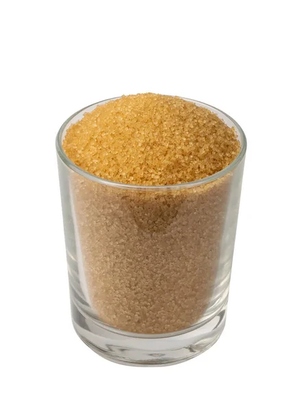 Öko Bio Brauner Zucker Glas Isoliert Auf Weißem Hintergrund Mit — Stockfoto