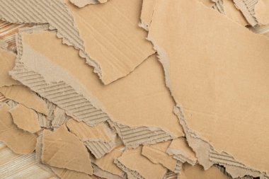 Karton Parçalar Dokulu Arkaplan. Kopya Boşluğu olan Karton Parçası, Kopyalanmış Kraft Kağıt Duvar Kağıdı, Kahverengi Paketleme Vintage Kağıt Üst Görünümü