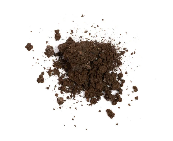 Fertilized Dry Dirt Soil Isolated Dried Ground Pile Manure Soil — Stock Photo, Image