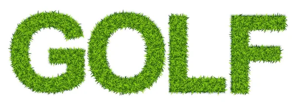 Слово Golf Зроблено Зеленої Трави Astroturf Lettering Golf Print Lawn — стоковий вектор