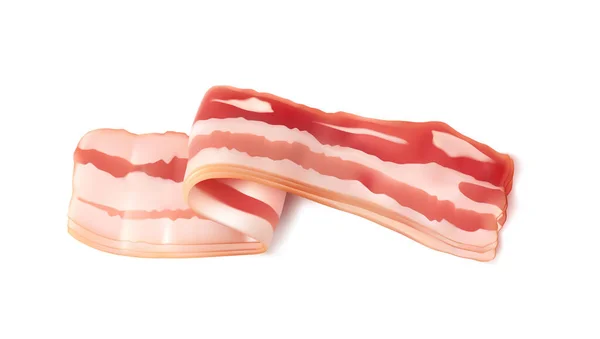 Tranches Bacon Isolées Prosciutto Italien Coupe Jamon Espagnol Bacon Cru — Image vectorielle