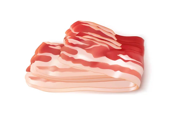 Slices Bacon Isolated Italian Prosciutto Spanish Jamon Cut Raw Bacon — Stock Vector