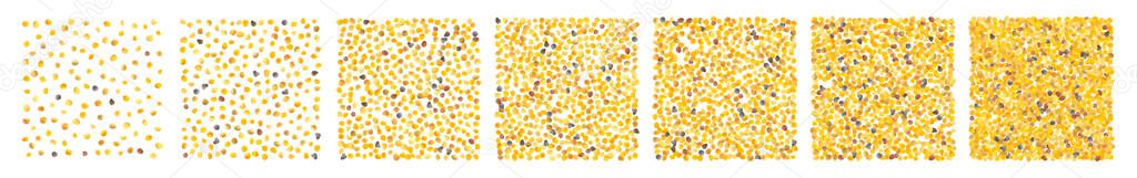 Bee pollen texture background. Perga pattern, yellow flower pollen grains wallpaper, bee bread vector background