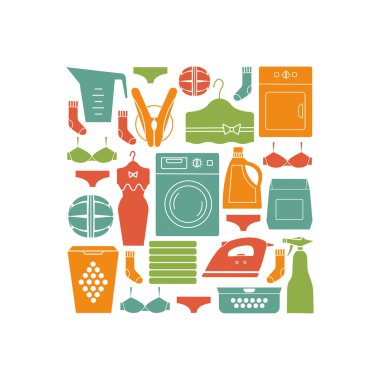 çamaşırhanenin çeşitli unsurları