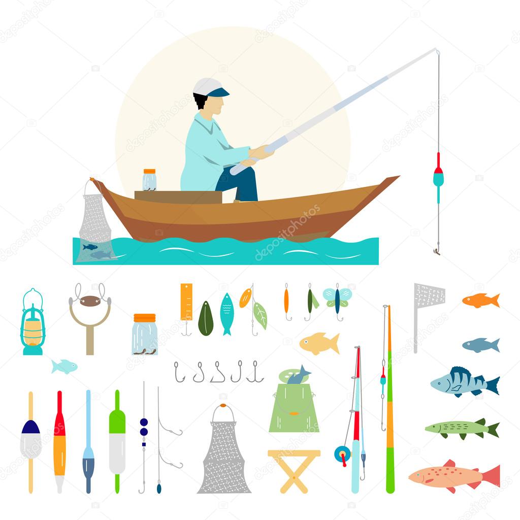 collection of fishing gear