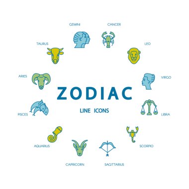 İnce çizgi vektör burçlara sembolleri set