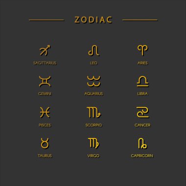 İnce çizgi vektör burçlara sembolleri set