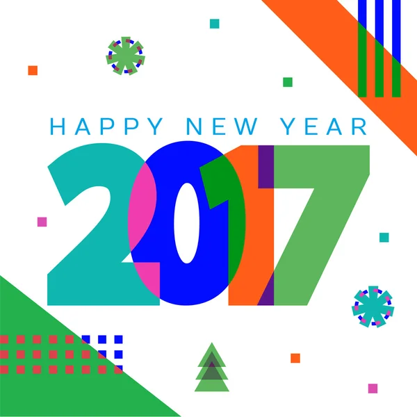 Tarjeta de felicitaciones de año nuevo 2017 — Vector de stock