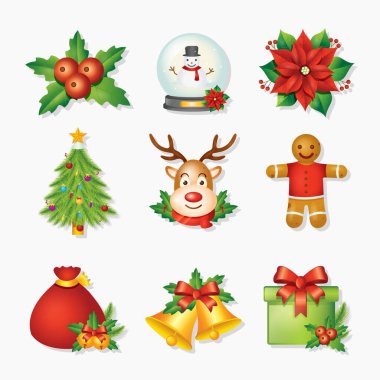 Merry christmas ikon seti