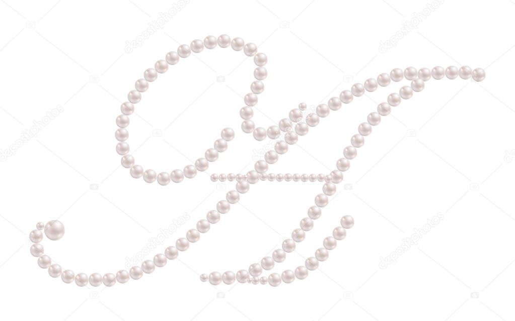 Elegant White Pearls Alphabet Letter A Text Design Vector Illustration.