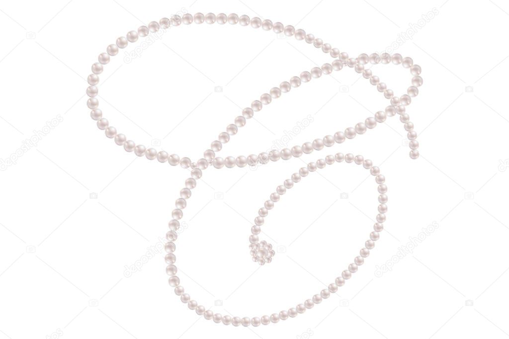 Elegant White Pearls Alphabet Letter C Text Design Vector Illustration.