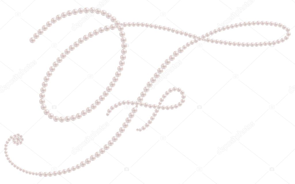 Elegant White Pearls Alphabet Letter F Text Design Vector Illustration.