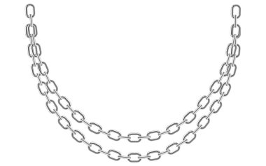 Beyaz Arkaplanda İzole edilmiş Gümüş Zincirler, Antika Mücevher Vektörü İllüstrasyonu.