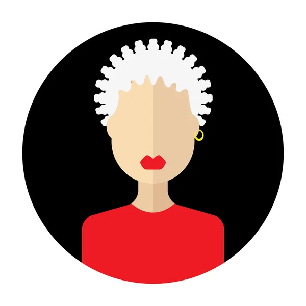 Avatar rosto feminino, ícone liso redondo com mulheres —  Vetores de Stock