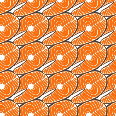 Somon steak kırmızı balık desen