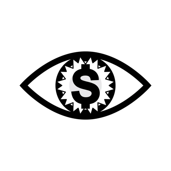 Oko s symbol dolaru ikonu, nenasytnost nebo potřeba peníze — Stockový vektor