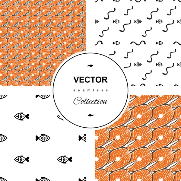Fisk sömlös bakgrund set — Stock vektor
