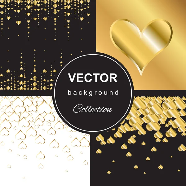 Golden falling hearts — Stock Vector