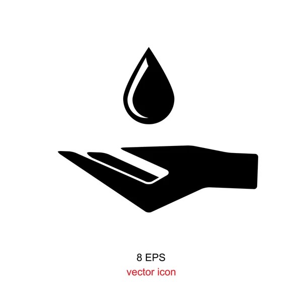 Hand med vatten droppe mbol — Stock vektor