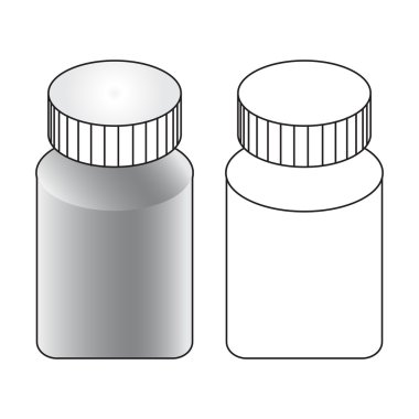 Beyaz arka plan üzerinde izole boş ilaç şişesi