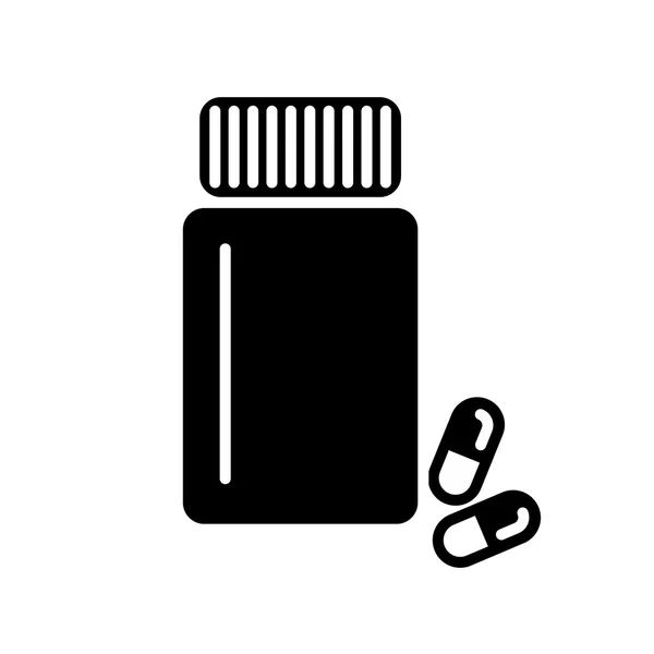 Ícone de pílula preto e branco — Vetor de Stock
