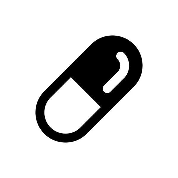 Black And White Pill Icon — Stock Vector