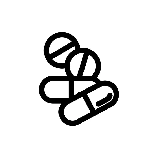 Icono de la píldora blanca y negra — Archivo Imágenes Vectoriales