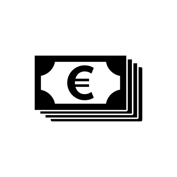 Euro banknote simple black icon — Stock Vector