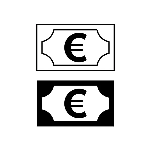 Euro banknot prosta czarna ikona — Wektor stockowy