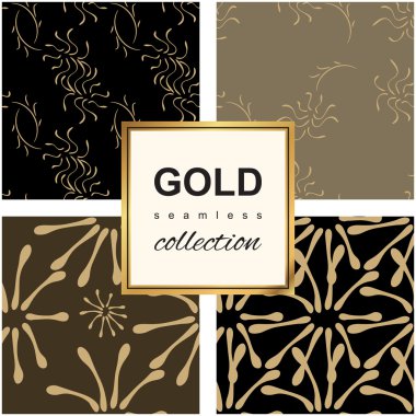 Koyu arka plan üzerinde Altın Lüks çiçek deseni