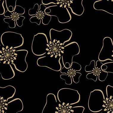 Koyu arka plan üzerinde Altın Lüks çiçek deseni