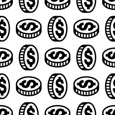 Dolar simgesi işareti. Gri arka planda kesintisiz desen. Illüstrasyon