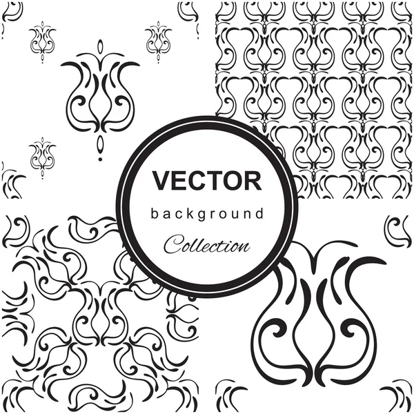 Hand drawn flower seamless pattern collection — Stock Vector