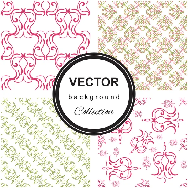 Hand drawn flower seamless pattern collection — Stock Vector