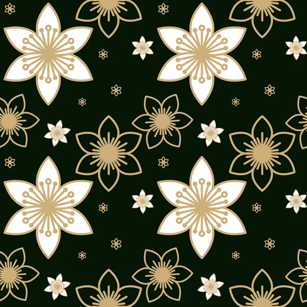 Golden Luxury  flower pattern on dark background — Stock Vector